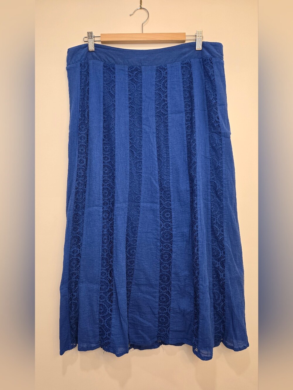 St. John's Bay Blue Maxi Skirt with Lace Stripe Detail - XL